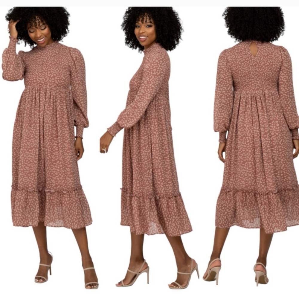In Loom Floral Long Sleeve Dress